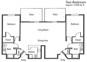 Two Bed Two Bath Floor Plan at Cogir of Sonoma, California